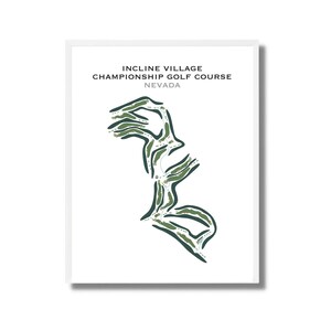 Incline Village Championship-golfbaan, Nevada | Golfbaankaart, golfkaart, scorecardlay-out, cadeau golfer vriendje, kunstdruk INGELIJSTE