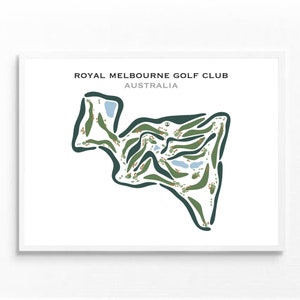Royal Melbourne Golf Club, Australië, golfbaan print, golfdecor, golfcadeaus voor hem, gepersonaliseerde cadeaus, verjaardagscadeau, aangepaste golfkaart