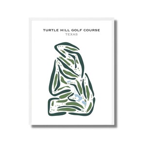 Campo de golf Turtle Hill, TX / Mapa del campo de golf, mapa de golf, regalo de golfista para él, diseño de tarjeta de puntuación, regalo de novio golfista, impresión artística SIN MARCO