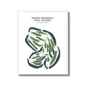 Campo de golf Swope Memorial, MO / Mapa del campo de golf, decoración, regalo de golfista para él, diseño de tarjeta de puntuación, regalo de novio golfista, impresión artística SIN MARCO