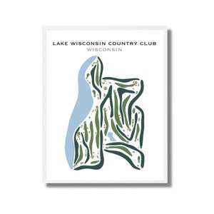 Lake Wisconsin Country Club, Wisconsin, Golf Course Map, Golf Gifts, Golf Gifts for Men, Golf Wall Art, Gift for Her, Minimalist, Unframed