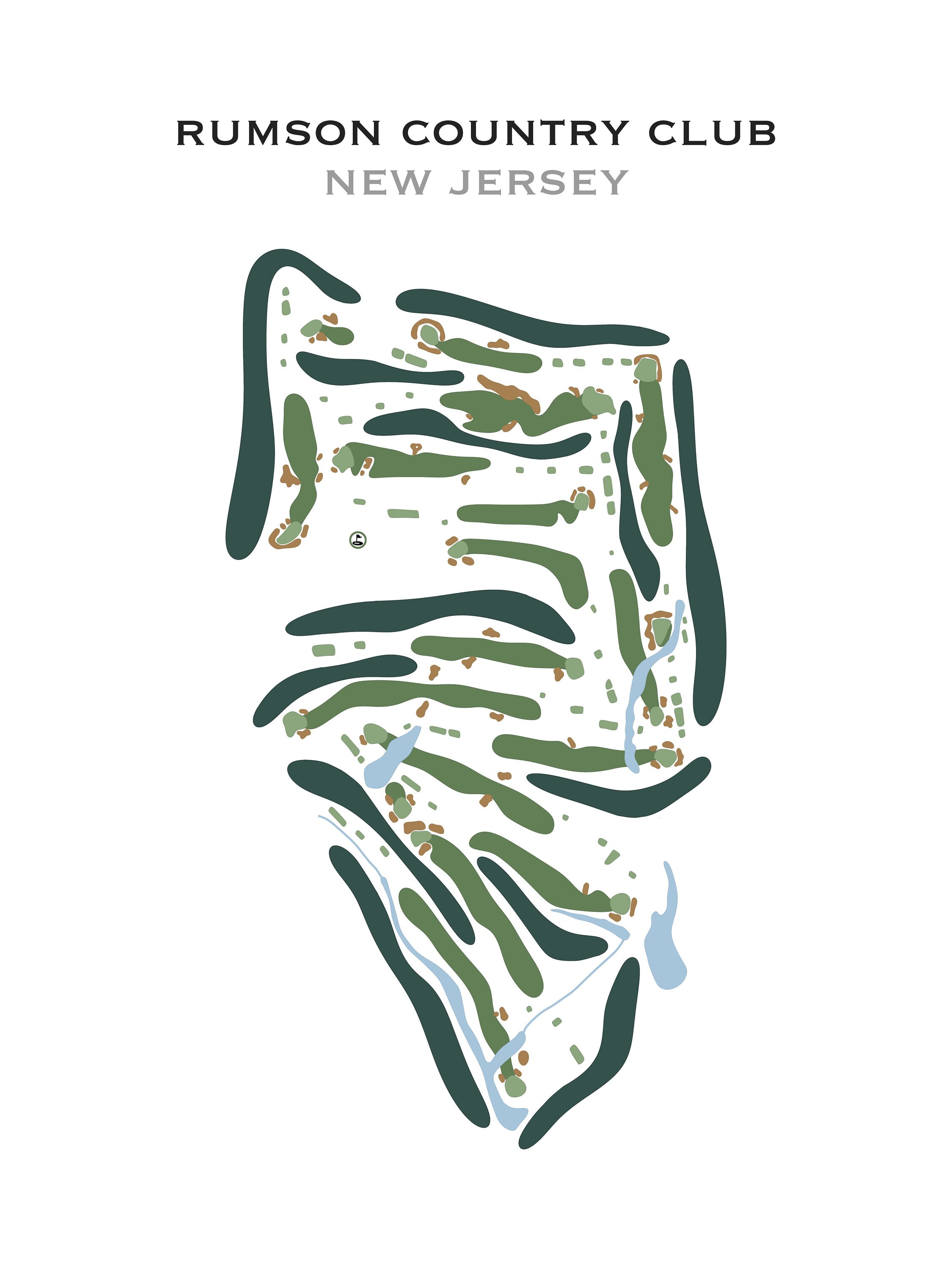 Rumson Country Club, NJ Golf Course Map, Home Decor, Golfer Gift for