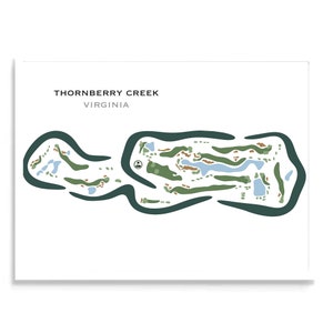 Thornberry Creek, VA / Mapa del campo de golf, regalo de decoración de pared para golfistas, regalo conmemorativo de golf, regalo de cumpleaños del padre / Impresión de arte minimalista SIN MARCO
