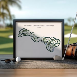Wasatch Mountain Golf Course Map, Utah, Minimalist Art Print