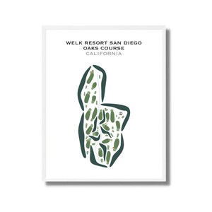 Welk Resort San Diego - Oaks Course, CA / Mapa del campo de golf, mapa de golf, regalo de golfista para él, diseño de tarjeta de puntuación, regalo de novio golfista, impresión artística