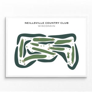 Country Club de Neillsville, WI | Carte du parcours de golf, carte du golf, cadeau golfeur pour lui, mise en page de la carte de score, cadeau petit ami golfeur, impression d'art sans cadre