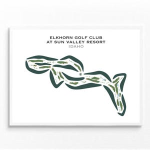Elkhorn Golf Club in Sun Valley Resort, ID | Golfbaankaart, golfkaart, golfer cadeau voor hem, cadeau golfer vriendje, kunstdruk INGELIJSTE
