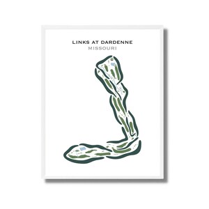 Links in Dardenne, Missouri | Golfbaankaart, golfkaart, golfer cadeau voor hem, scorecardlay-out, cadeau golfer vriendje, kunstdruk INGELIJST