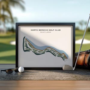 North Berwick Golf Club, Scotland Golf Course Map Wall Art, Golf Gifts for Him, Golf Home Décor, Golf Poster, Decor Gift For Men, Sports Art