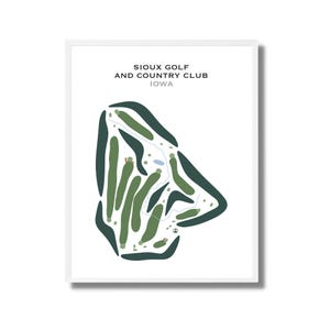 Sioux Golf & Country Club, IA / Mapa del campo de golf, Mapa de golf, Regalo para golfista, Diseño de tarjeta de puntuación, Regalo para novio golfista, Lámina artística sin marco