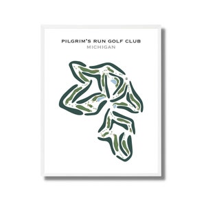 Pilgrim's Run Golf Club, MI / Mapa del campo de golf, mapa de golf, regalo de golfista para él, diseño de tarjeta de puntuación, regalo de novio golfista, impresión artística SIN MARCO