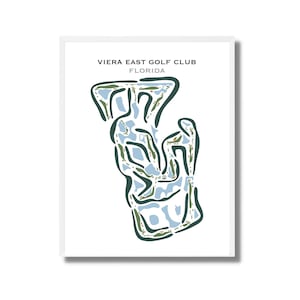 Viera East Golf Club, Florida, golfbaankaart, golfprint, jubileumcadeau, aquarelstijl kunstafdruk INGELIJSTE