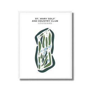 Club de golf et country club de St Mary, Louisiane | Carte du parcours de golf, carte du golf, cadeau golfeur pour lui, mise en page de la carte de score, cadeau petit ami golfeur, impression d'art sans cadre