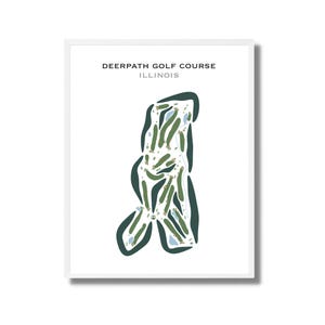 Campo de golf Deerpath, Illinois/ Mapa del campo de golf, Mapa de golf, Regalo para golfista, Diseño de tarjeta de puntuación, Regalo para novio golfista, Lámina artística sin marco