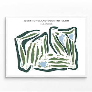 Westmoreland Country Club, IL, Impresión de campo de golf, Regalo para golfistas, Mapa de campo de golf personalizado, Regalo de San Valentín para él, Regalo de golf, SIN MARCO