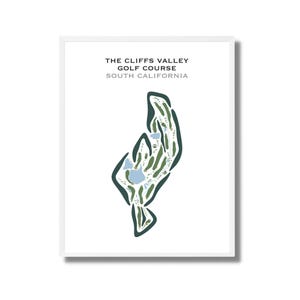 The Cliffs Valley-golfbaan, SC | Golfbaankaart, golfkaart, golfer cadeau voor hem, scorekaartlay-out, cadeau golfer vriendje, kunstdruk INGELIJST