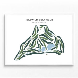 Idlewild Golf Club, Wisconsin / Mapa del campo de golf, mapa de golf, regalo de golfista para él, diseño de tarjeta de puntuación, regalo de novio golfista, impresión artística SIN MARCO