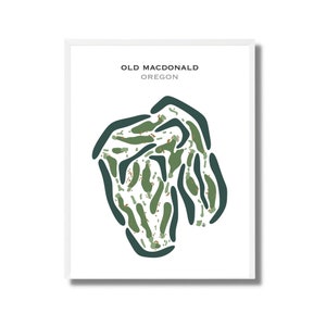 Mapa de campos de golf de Old Macdonald, Oregón, mapa de golf, regalo de golfista para él, diseño de tarjeta de puntuación, regalo de novio golfista, impresión artística SIN MARCO
