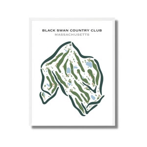 Black Swan Country Club, MA / Mapa del campo de golf, mapa de golf, regalo de decoración de golfista para él, diseño de tarjeta de puntuación, novio golfista, impresión artística SIN MARCO