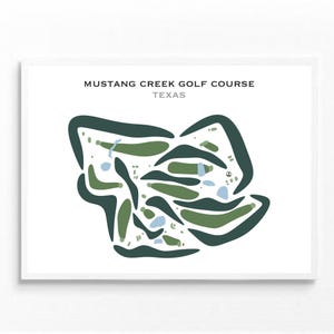 Parcours de golf de Mustang Creek, Texas | Carte du parcours de golf, carte du golf, cadeau golfeur pour lui, mise en page de la carte de score, cadeau petit ami golfeur, impression d'art sans cadre