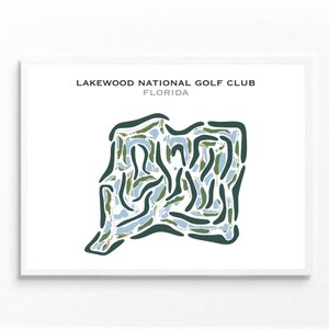 Lakewood National Golf Club, Florida | Golfbaankaart, golfkaart, golfer cadeau voor hem, scorekaartlay-out, cadeau golfer vriendje, kunstdruk INGELIJST