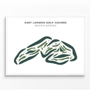 Club de golf d'East London, Afrique du Sud | Carte du parcours de golf, carte du golf, cadeau golfeur pour lui, carte de pointage, cadeau petit ami golfeur, impression d'art sans cadre