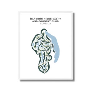Yacht & Country Club de Harbour Ridge, Floride | Carte du parcours de golf, carte du golf, cadeau golfeur pour lui, carte de pointage, cadeau petit ami golfeur, impression d'art sans cadre