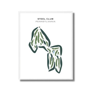 Steel Club, Pennsylvania | Kaart van de golfbaan, golfcadeaus voor vader, golfdecor voor thuis, golfmuurkunst | Kunstafdruk in aquarelstijl, niet ingelijst