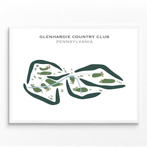 Country Club de Glenhardie, Pennsylvanie | Carte du parcours de golf, carte du golf, cadeau golfeur pour lui, mise en page de la carte de score, cadeau petit ami golfeur, impression d'art sans cadre
