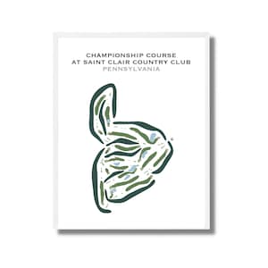 Championship at Saint Clair Country Club, PA | Golf Course Map, Golf Map, Golfer Gift For Him, Golfer Boyfriend Gift, Art Print Decor