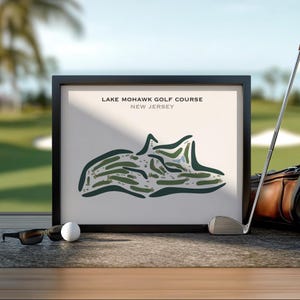 Lake Mohawk Golf Course, NJ Golf Course Map Wall Art, Golfer Lover Gift For Him, Housewarming Gift, Sport Lover Gift, Man Cave Home Decor