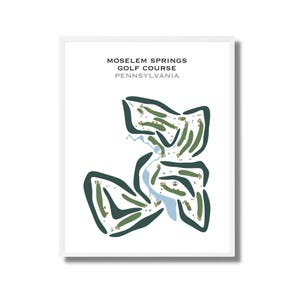 Parcours de golf de Moselem Springs, Pennsylvanie | Carte du parcours de golf, carte du golf, cadeau golfeur pour lui, mise en page de la carte de score, cadeau petit ami golfeur, impression d'art sans cadre