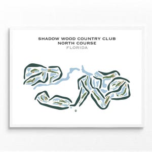 Shadow Wood Country Club, North Course, FL | Golfbaankaart, cadeau golfer, scorecardlay-out, cadeau golfer vriendje, Art Print INGELIJSTE