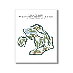 The Dye Club en Barefoot Resort, SC / Mapa del campo de golf, mapa de golf, regalo para golfistas, diseño de tarjeta de puntuación, regalo para novios golfistas, impresión artística SIN MARCO