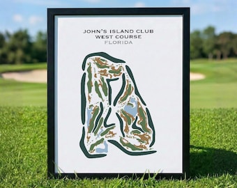 John's Island Club West Course, FL | Golf Course Map, Golf Map, Golfer Gift for Him, Scorecard Layout, Golfer Boyfriend Gift,Art Print Decor