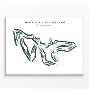 May include: A green and blue golf course map with the text "SHELL LANDING GOLF CLUB MISSISSIPPI" at the top.