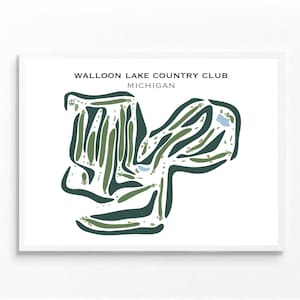 Golf Club Prints- Walloon Club Michigan Golf Course Map | Watercolor Golf Course Layout Prints | Beautiful Golf Course Wall Display Prints