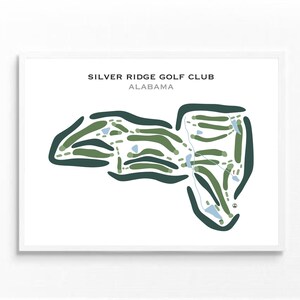Silver Ridge Golf Club, AL | Golfbaankaart, golfkaart, golfer cadeau voor hem, scorecardlay-out, cadeau golfer vriendje, kunstdruk INGELIJST
