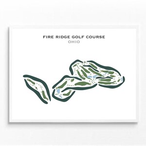 Parcours de golf Fire Ridge, Ohio | Carte du parcours de golf, carte du golf, cadeau golfeur pour lui, mise en page de la carte de score, cadeau petit ami golfeur, impression d'art sans cadre