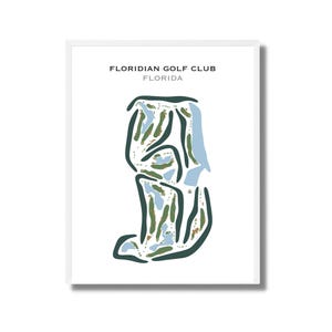 Florida Golf Club, Florida | Golfbaankaart, golfkaart, golfer cadeau voor hem, scorecardlay-out, cadeau golfer vriendje, kunstdruk INGELIJST