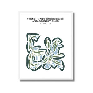 Frenchman's Creek Beach & Country Club, FL / Mapa del campo de golf, mapa de golf, regalo para golfista, tarjeta de puntuación, regalo para novio golfista, lámina artística sin marco
