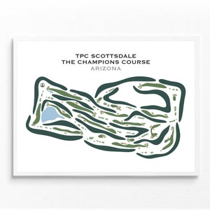 Golf Platz Drucke, TPC Scottsdale The Champs natürlich, Arizona | Golf Platz Karte Wohn Dekor, Arizona Golf Club, Golf Spieler Trainer Geschenk