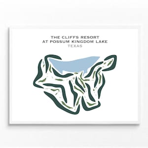 The Cliffs Resort en Possum Kingdom Lake, TX / Mapa del campo de golf, mapa de golf, regalo para golfista, regalo para novio golfista, lámina artística sin marco