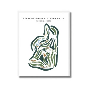 Stevens Point Country Club, Wisconsin | Golfbaankaart, golfkaart, golfer cadeau voor hem, scorecardlay-out, cadeau golfer vriendje, kunstprint INGELIJSTE
