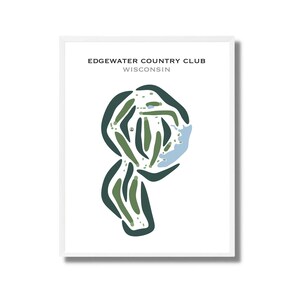 Edgewater Country Club, WI / Mapa del campo de golf, mapa de golf, regalo de golfista para él, diseño de tarjeta de puntuación, regalo para novio golfista, lámina artística sin marco