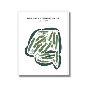Oak Park Country Club, Illinois / Mapa del campo de golf, mapa de golf, regalo de golfista para él, diseño de tarjeta de puntuación, regalo de novio golfista, impresión artística SIN MARCO