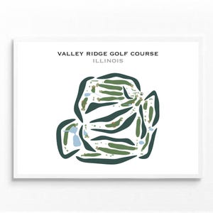 Valley Ridge-golfbaan, Illinois, golfbaankaart, golfcadeaus voor mannen, golfdecor, golfprint, cadeau voor echtgenoot, Vaderdag, ingelijst