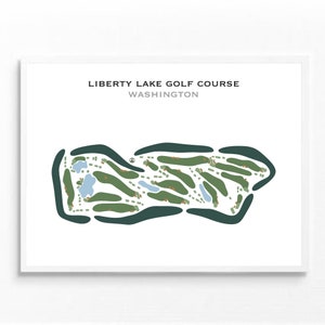 Campo de golf Liberty Lake, WA / Mapa del campo de golf, mapa de golf, regalo de golfista para él, diseño de tarjeta de puntuación, regalo de novio golfista, impresión artística SIN MARCO