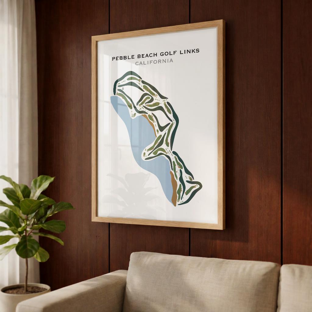 Pebble Beach Golf Links CA Print Wall Art | Golf Course Map, Dad