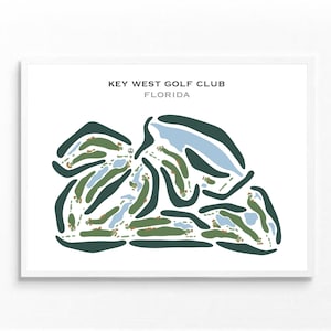 Key West Golf Club, Florida | Golfbaankaart, golfkaart, golfer cadeau voor hem, scorecardlay-out, cadeau golfer vriendje, kunstdruk INGELIJST